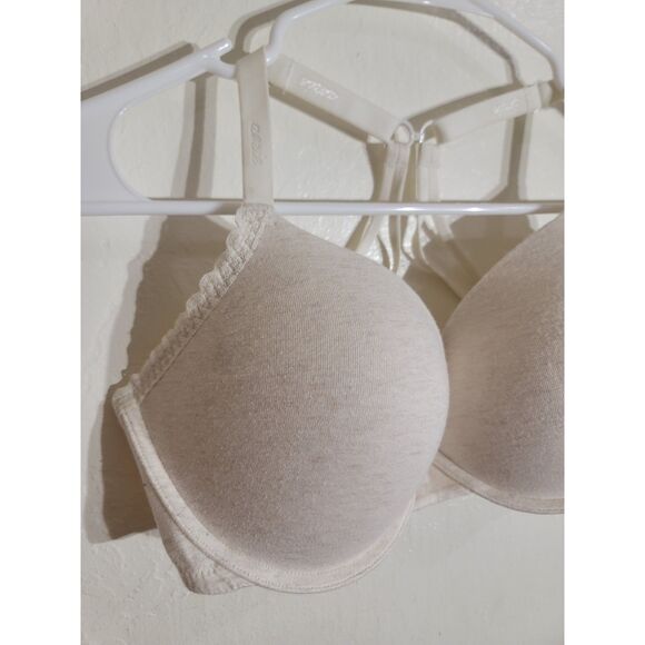 EUC Aerie 34DDD Bridget Cream Lined Lace Demi Underwire Cross 3 Hook Back Bra - Picture 3 of 10
